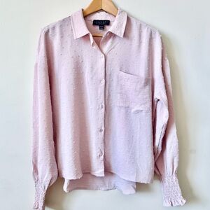 Laundry By Shelli Segal Pale Pink Textured Loose Blouse Button Front Size S/P